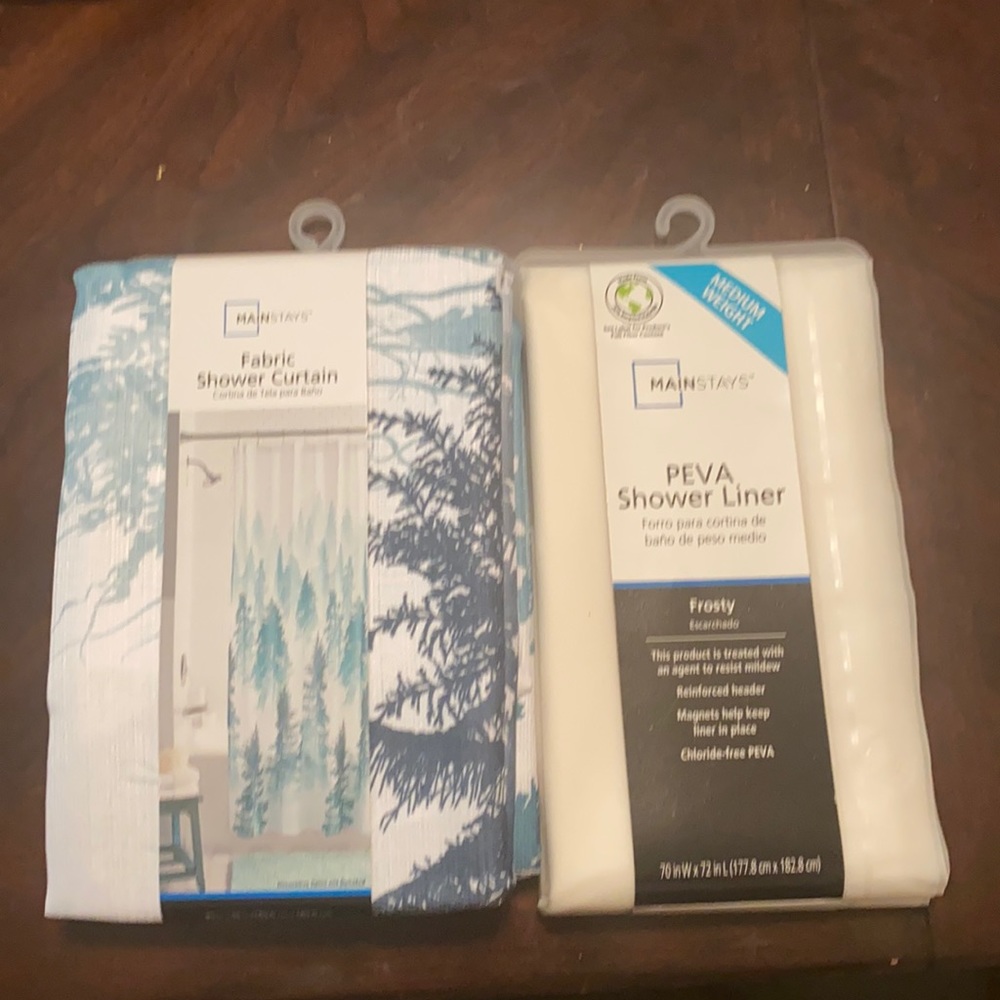 🚿New Fabric Shower Curtain With FREE PEVA Shower Liner🚿